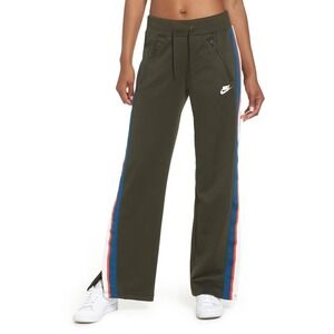 Nike Sportswear Women XS Olive Green Wide Leg Side Stripe‎ Track Pants